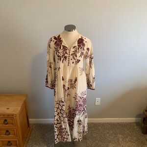 NWT STUNNING COTTON AND SILK JOHNNY WAS EMBROIDERED DRESS